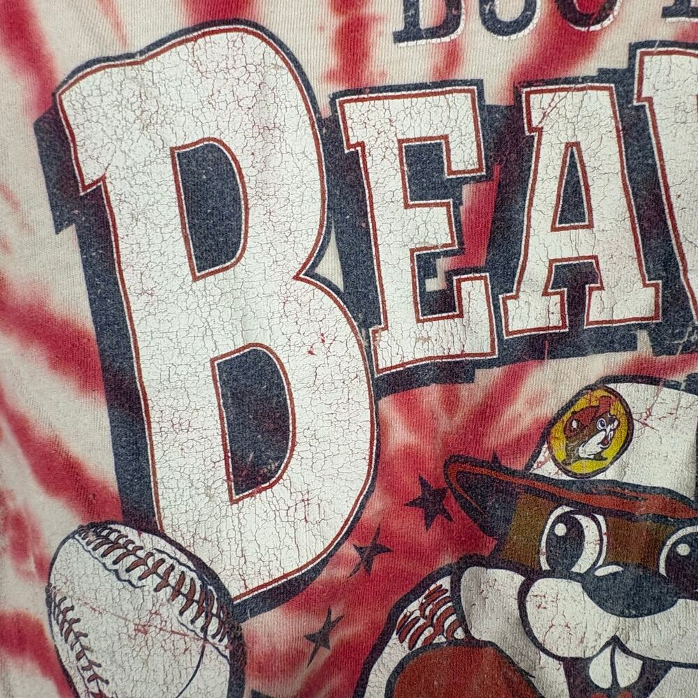 Buc-ees Tie Dye Graphic Red T Shirt Baseball Americana Patriotic Texas L - Picture 3 of 6